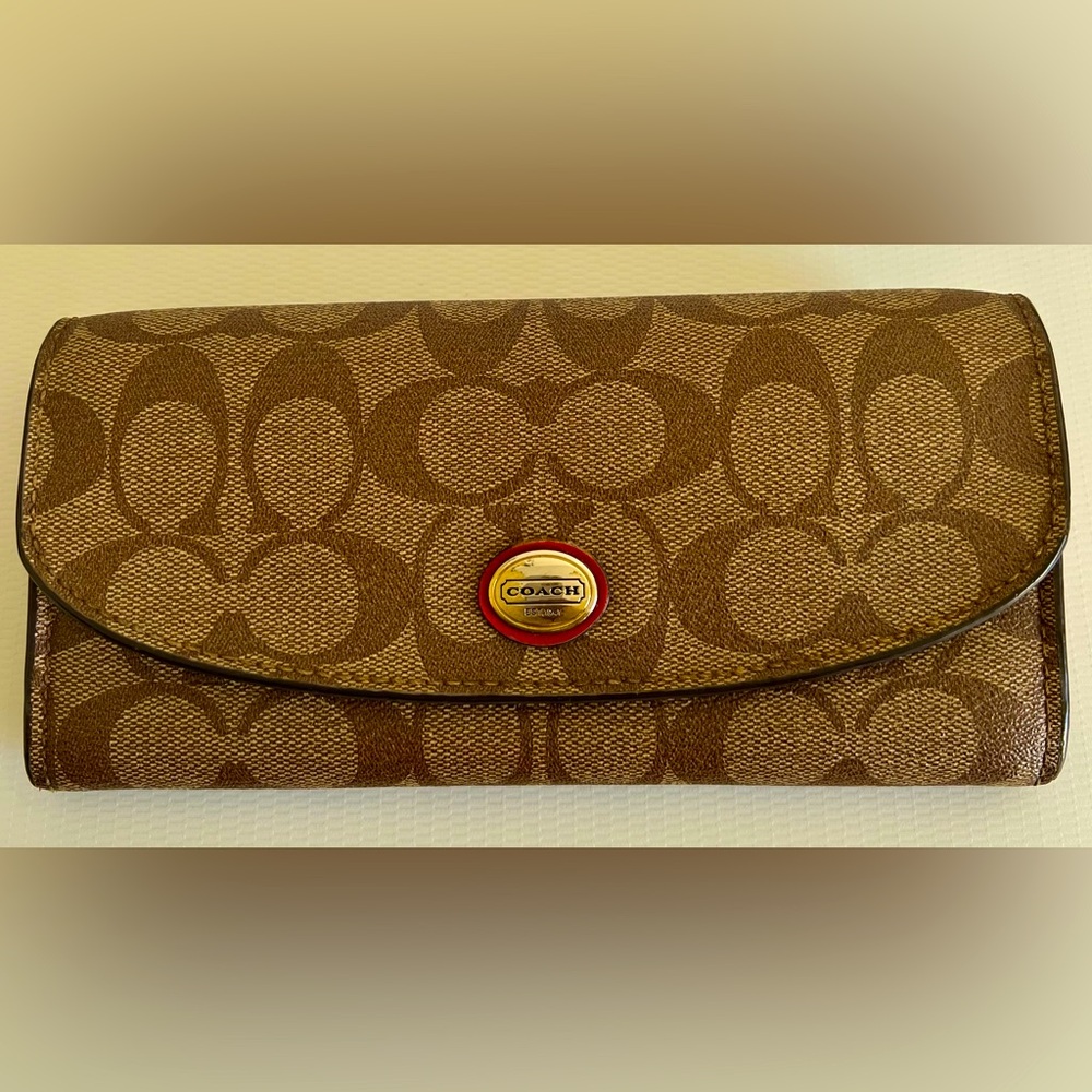 Coach Signature Coated Canvas Envelope Wallet